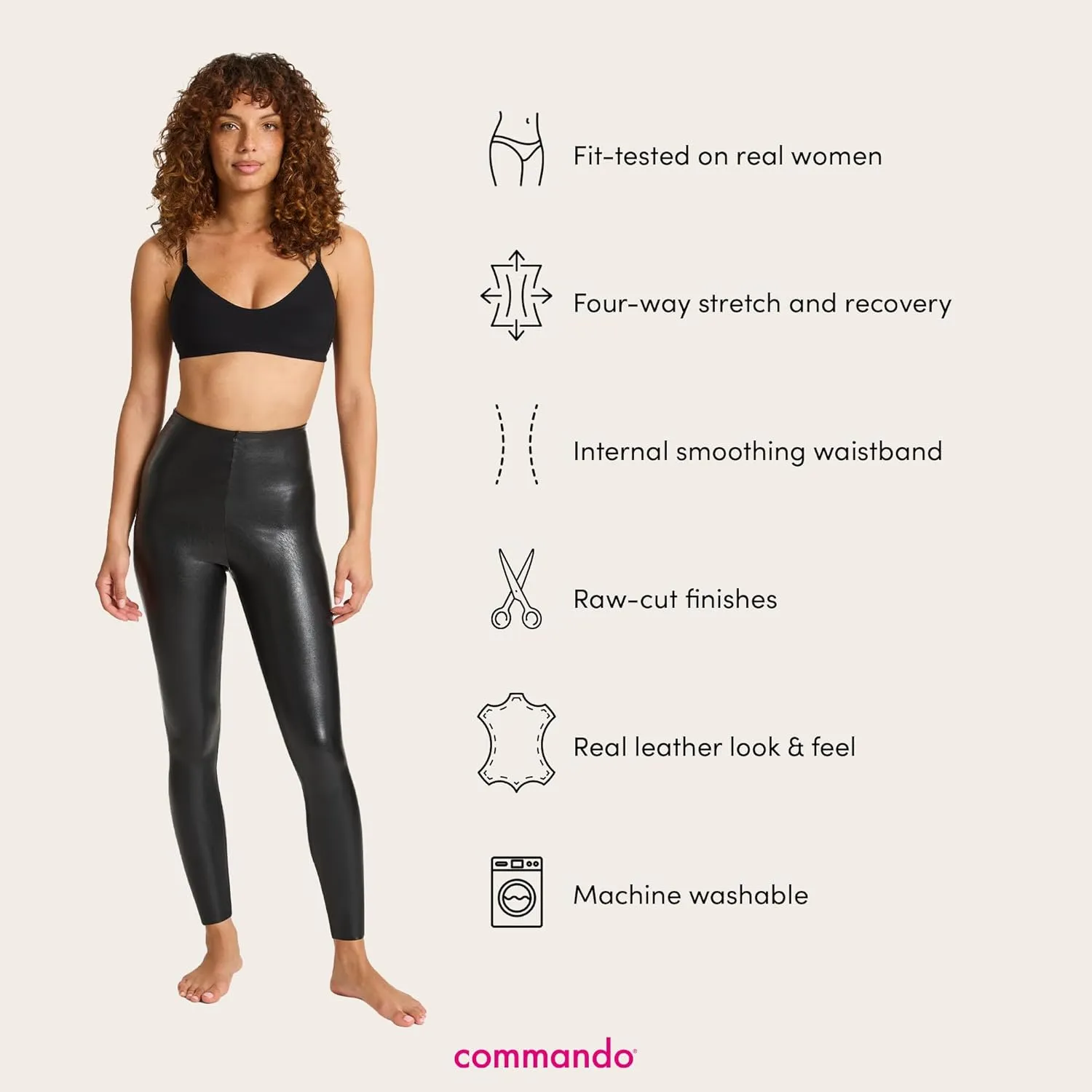 commando - Faux Leather Leggings | Sculpting Yet Soft & Flexible | Raw-Cut Finish | Machine Washable, Retains Shape & Color