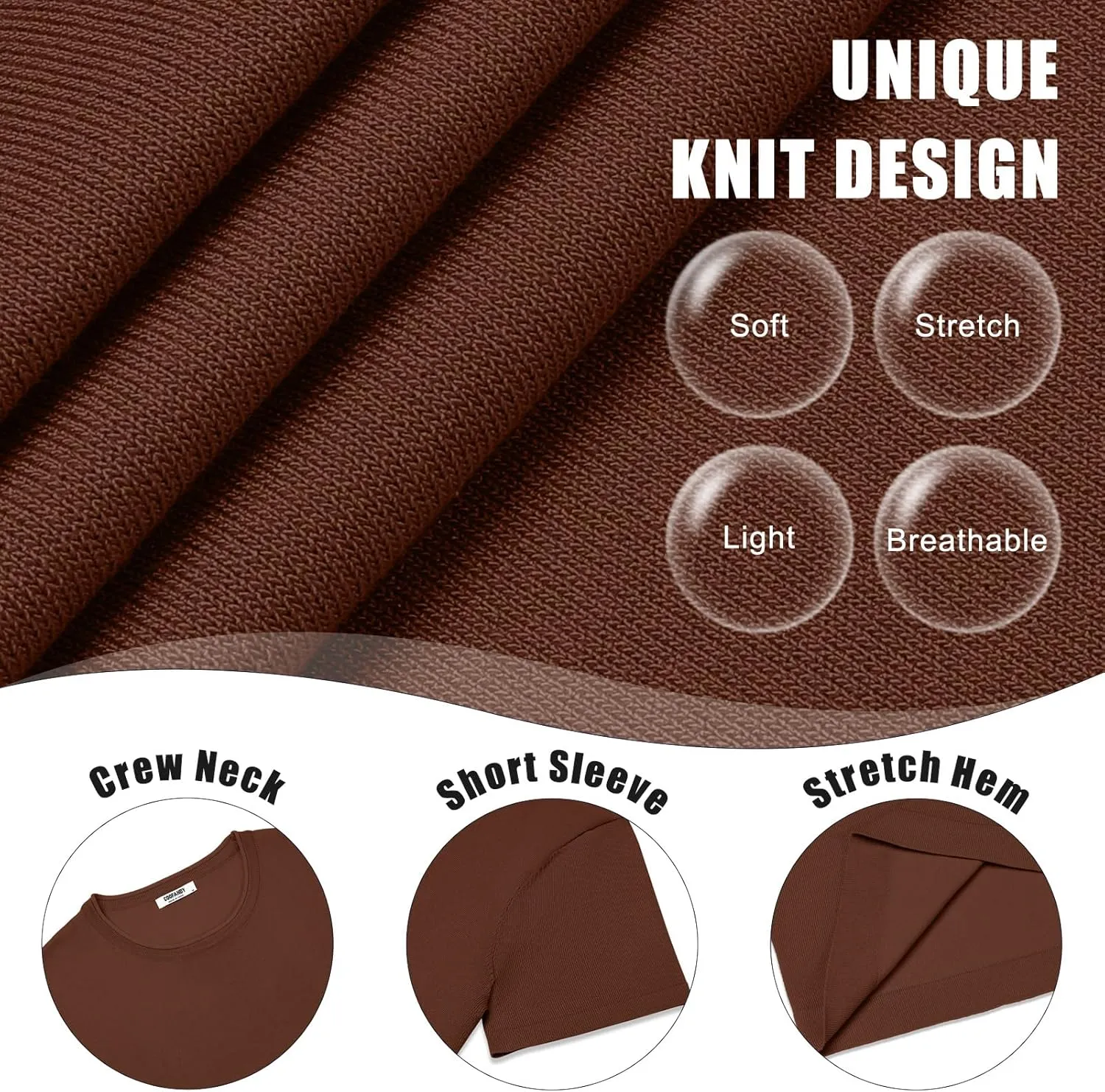 COOFANDY Mens Knit T-Shirts Casual Crewneck Short Sleeve Shirts Summer Tops Basic Pullover Tees