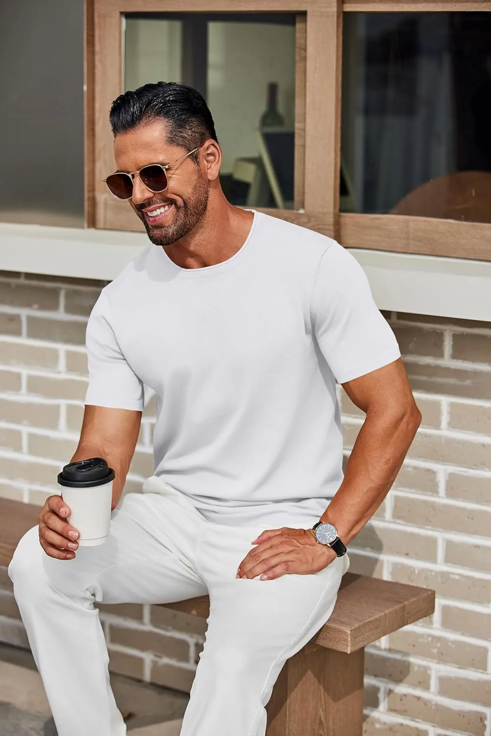 COOFANDY Mens Knit T-Shirts Casual Crewneck Short Sleeve Shirts Summer Tops Basic Pullover Tees