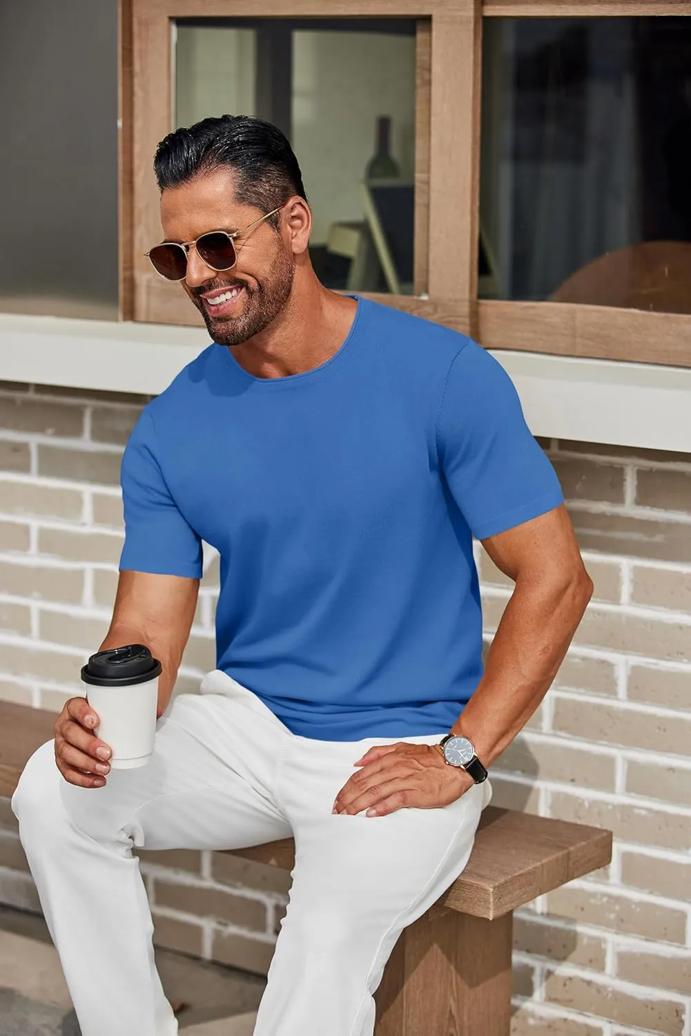 COOFANDY Mens Knit T-Shirts Casual Crewneck Short Sleeve Shirts Summer Tops Basic Pullover Tees