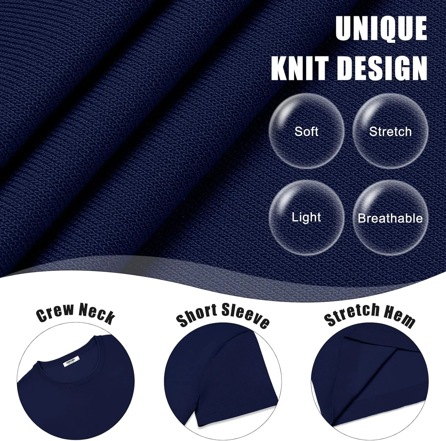 COOFANDY Mens Knit T-Shirts Casual Crewneck Short Sleeve Shirts Summer Tops Basic Pullover Tees