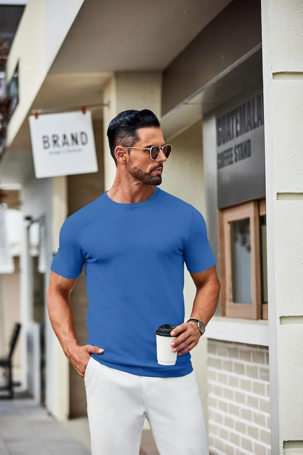 COOFANDY Mens Knit T-Shirts Casual Crewneck Short Sleeve Shirts Summer Tops Basic Pullover Tees