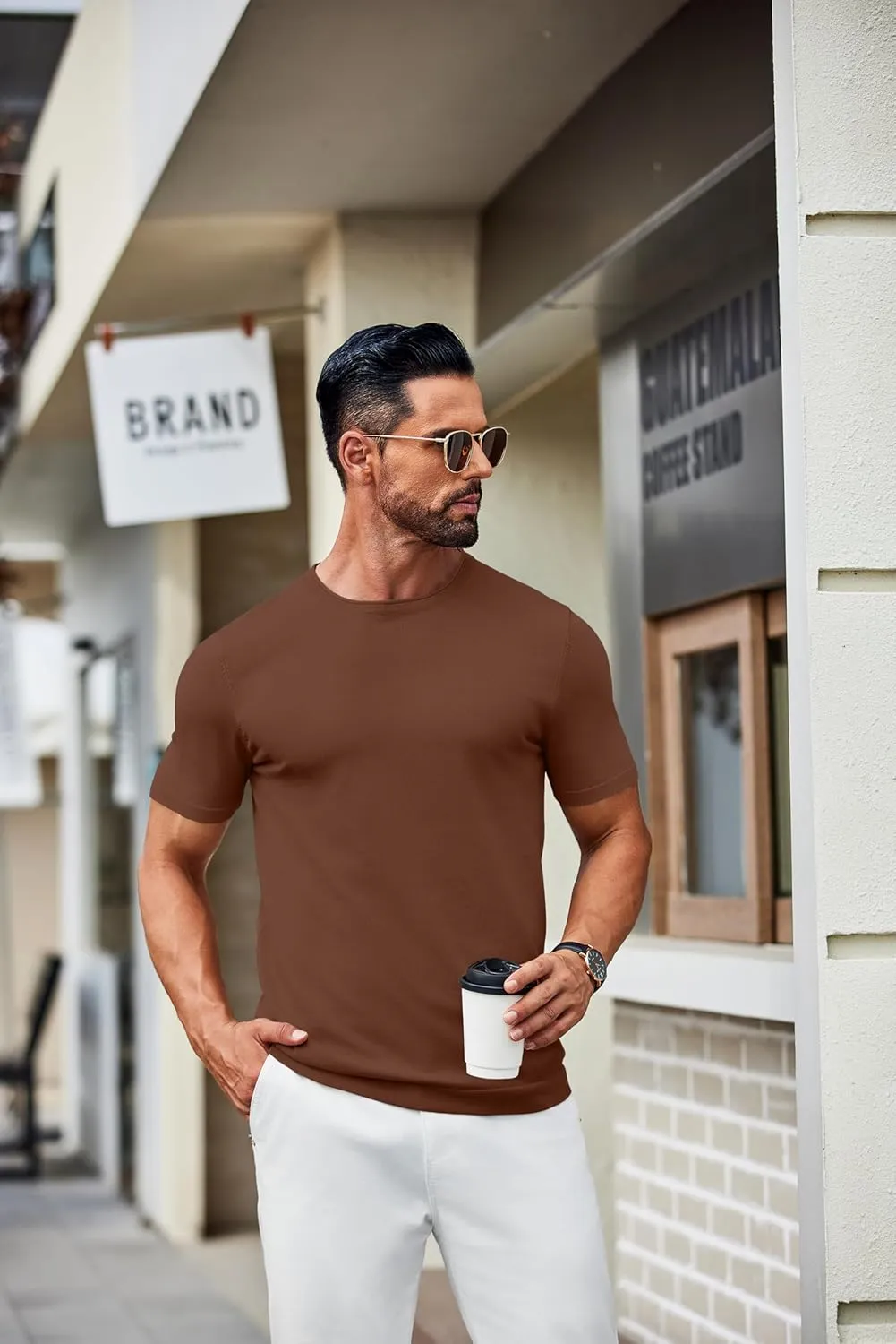 COOFANDY Mens Knit T-Shirts Casual Crewneck Short Sleeve Shirts Summer Tops Basic Pullover Tees