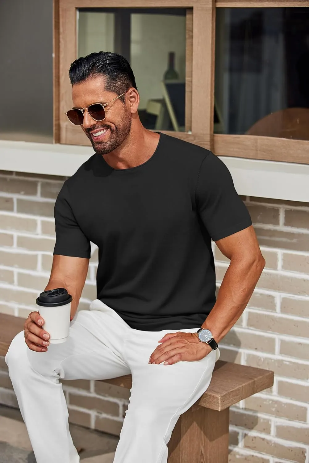 COOFANDY Mens Knit T-Shirts Casual Crewneck Short Sleeve Shirts Summer Tops Basic Pullover Tees