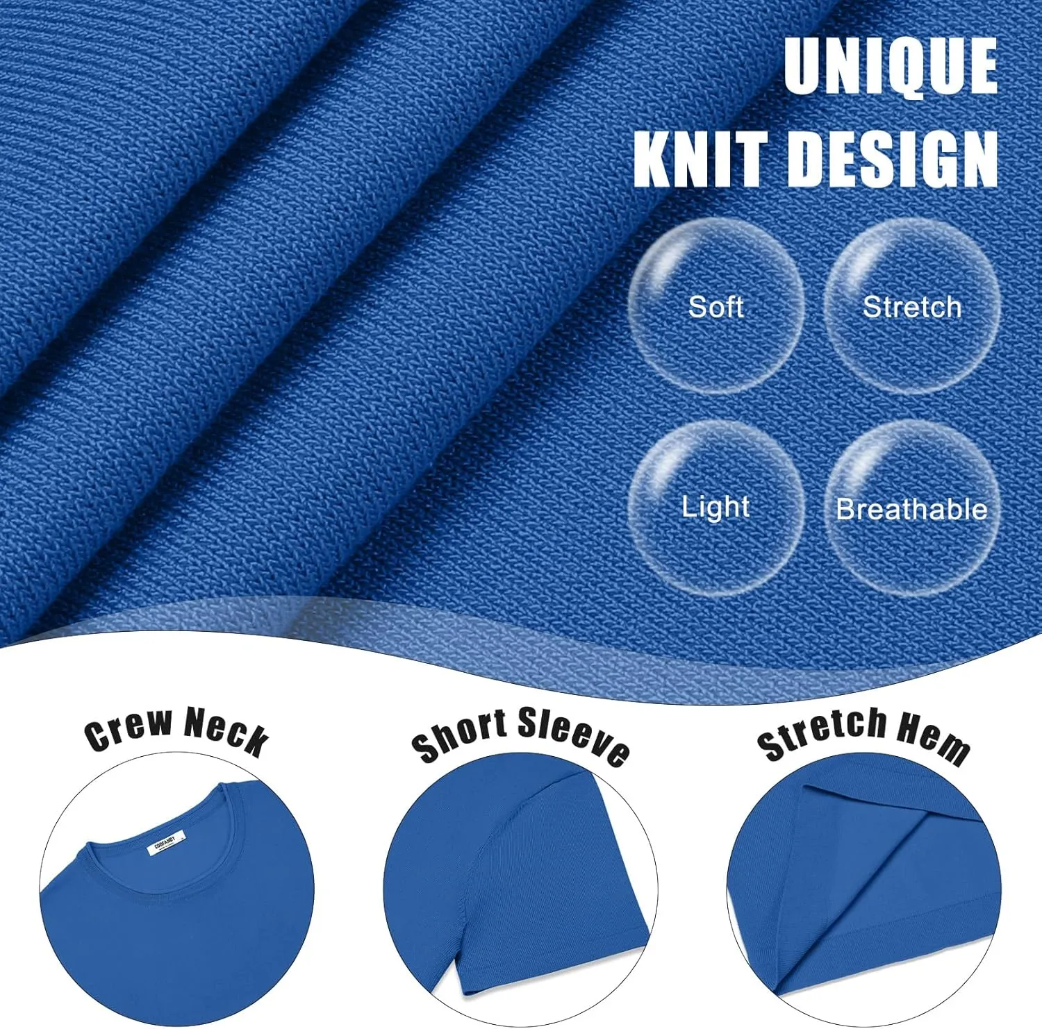 COOFANDY Mens Knit T-Shirts Casual Crewneck Short Sleeve Shirts Summer Tops Basic Pullover Tees