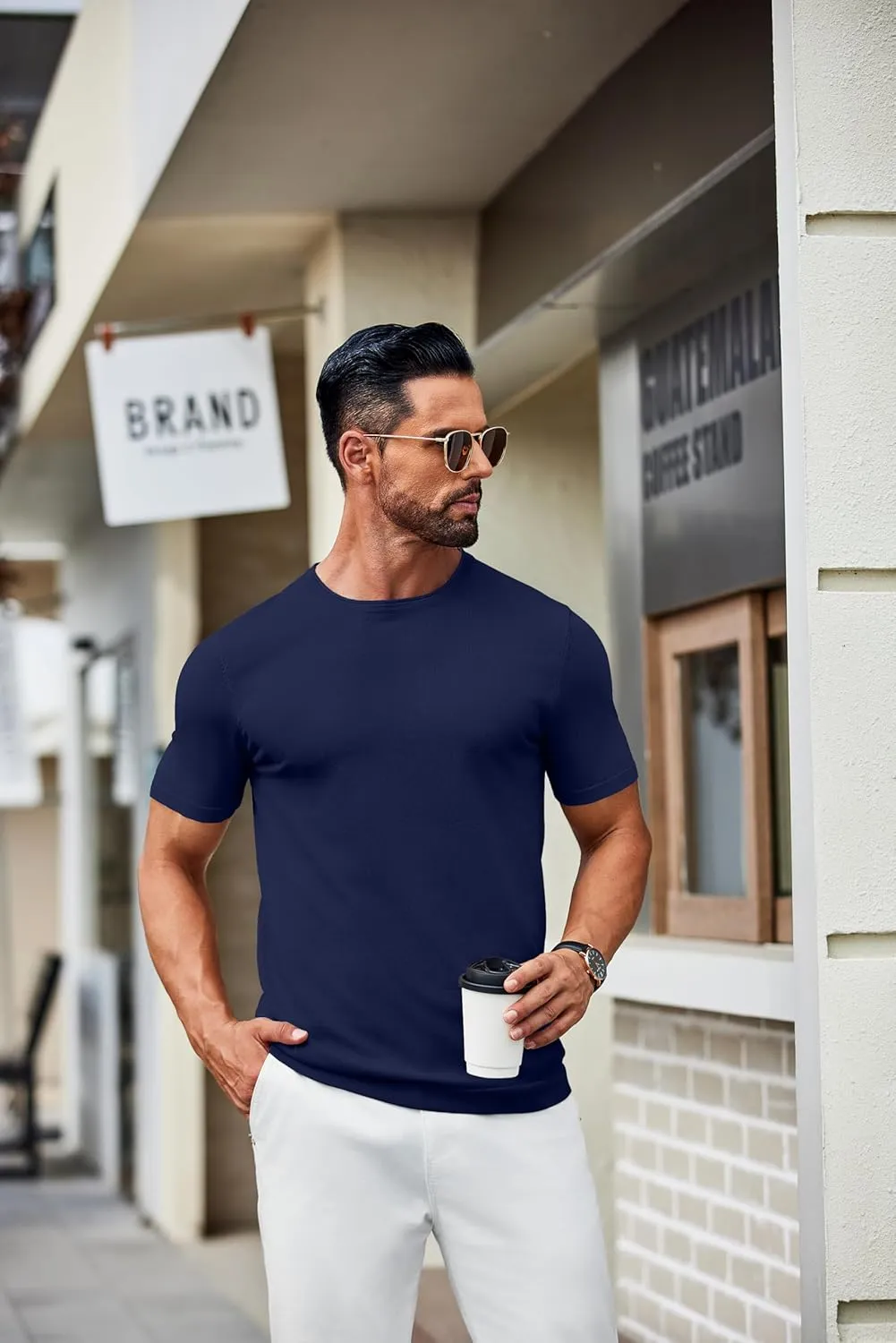 COOFANDY Mens Knit T-Shirts Casual Crewneck Short Sleeve Shirts Summer Tops Basic Pullover Tees