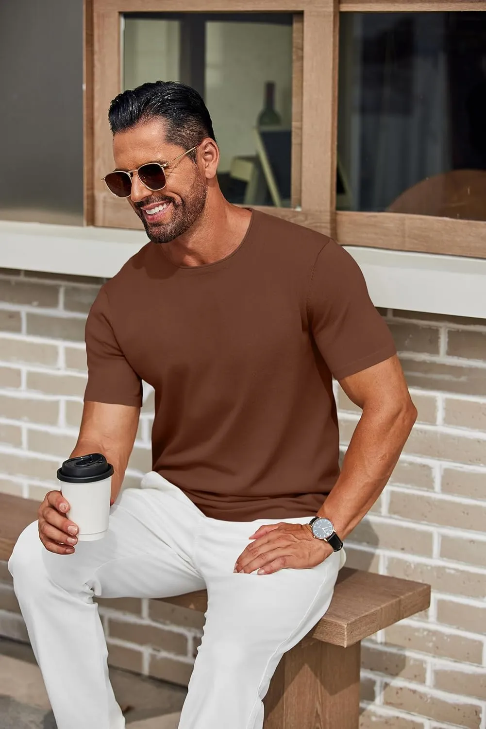 COOFANDY Mens Knit T-Shirts Casual Crewneck Short Sleeve Shirts Summer Tops Basic Pullover Tees
