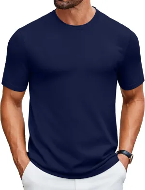 COOFANDY Mens Knit T-Shirts Casual Crewneck Short Sleeve Shirts Summer Tops Basic Pullover Tees
