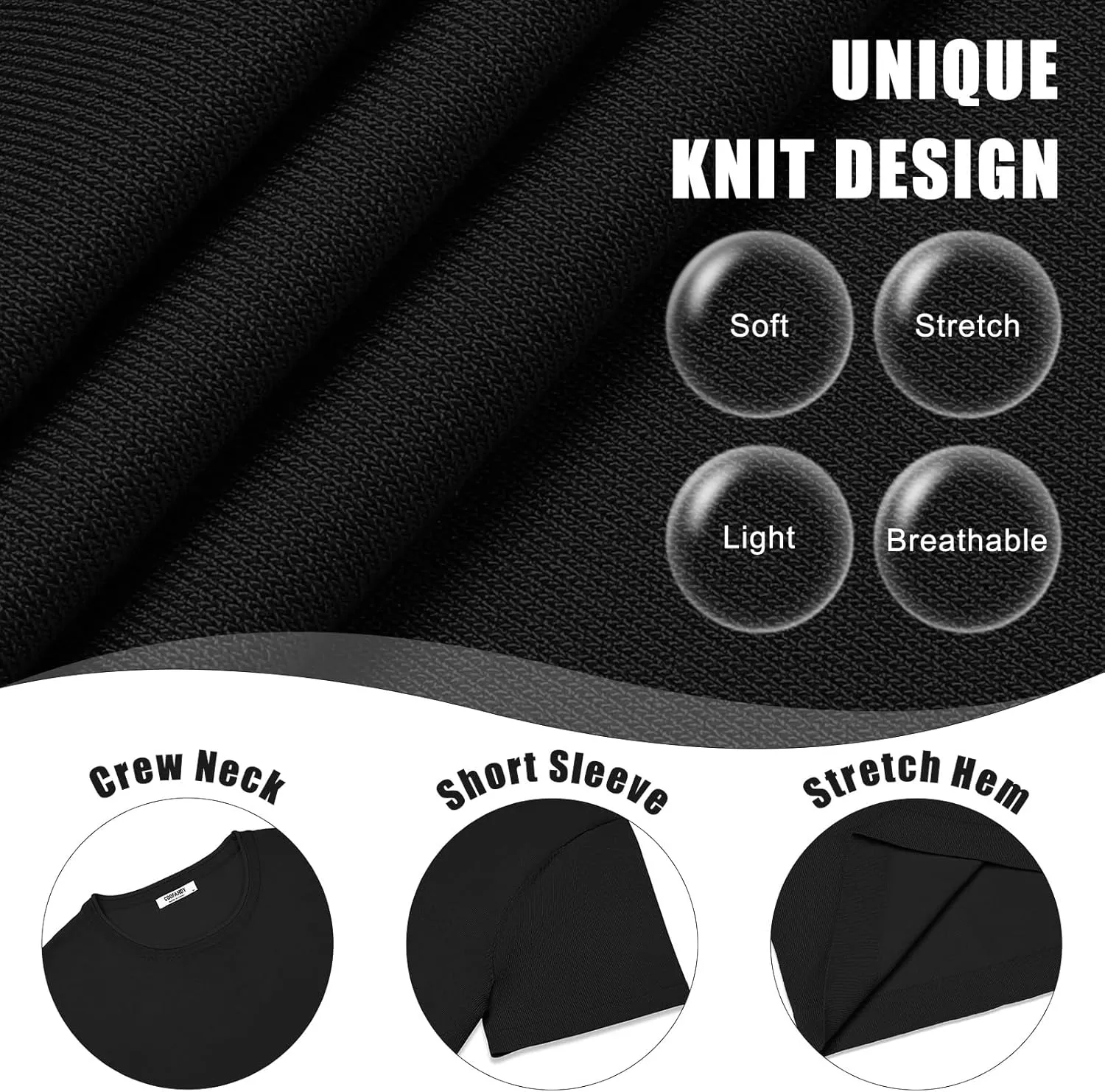 COOFANDY Mens Knit T-Shirts Casual Crewneck Short Sleeve Shirts Summer Tops Basic Pullover Tees