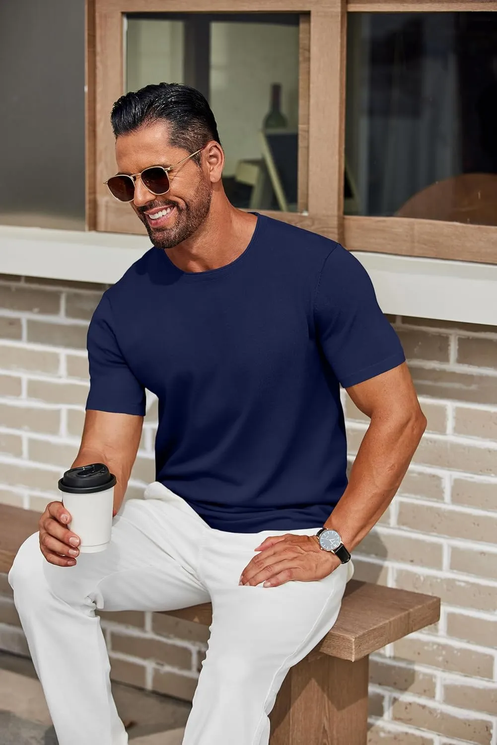 COOFANDY Mens Knit T-Shirts Casual Crewneck Short Sleeve Shirts Summer Tops Basic Pullover Tees