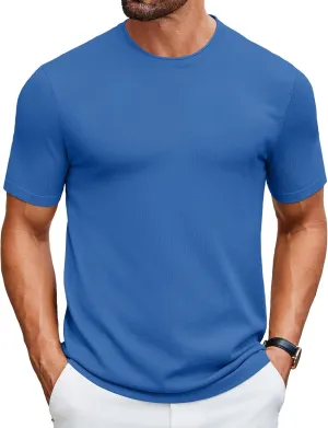 COOFANDY Mens Knit T-Shirts Casual Crewneck Short Sleeve Shirts Summer Tops Basic Pullover Tees