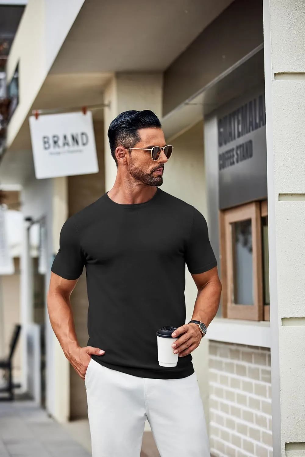 COOFANDY Mens Knit T-Shirts Casual Crewneck Short Sleeve Shirts Summer Tops Basic Pullover Tees