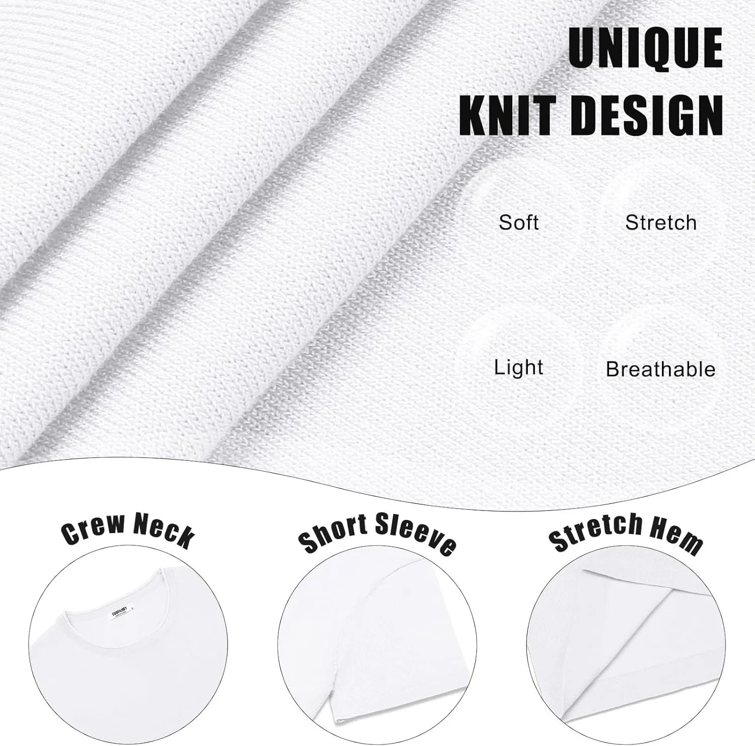 COOFANDY Mens Knit T-Shirts Casual Crewneck Short Sleeve Shirts Summer Tops Basic Pullover Tees