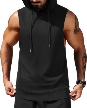 COOFANDY Sleeveless Hoodies for Men Workout Hooded Tank Tops Muscle Cut Off Shirts Bodybuilding Gym Shirt