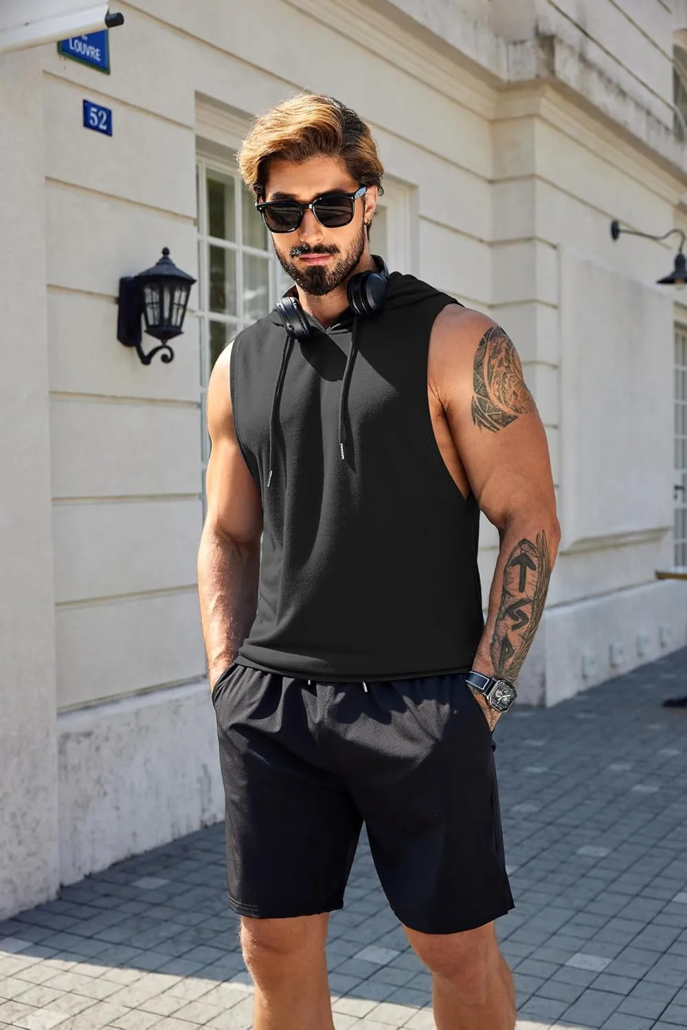 COOFANDY Sleeveless Hoodies for Men Workout Hooded Tank Tops Muscle Cut Off Shirts Bodybuilding Gym Shirt