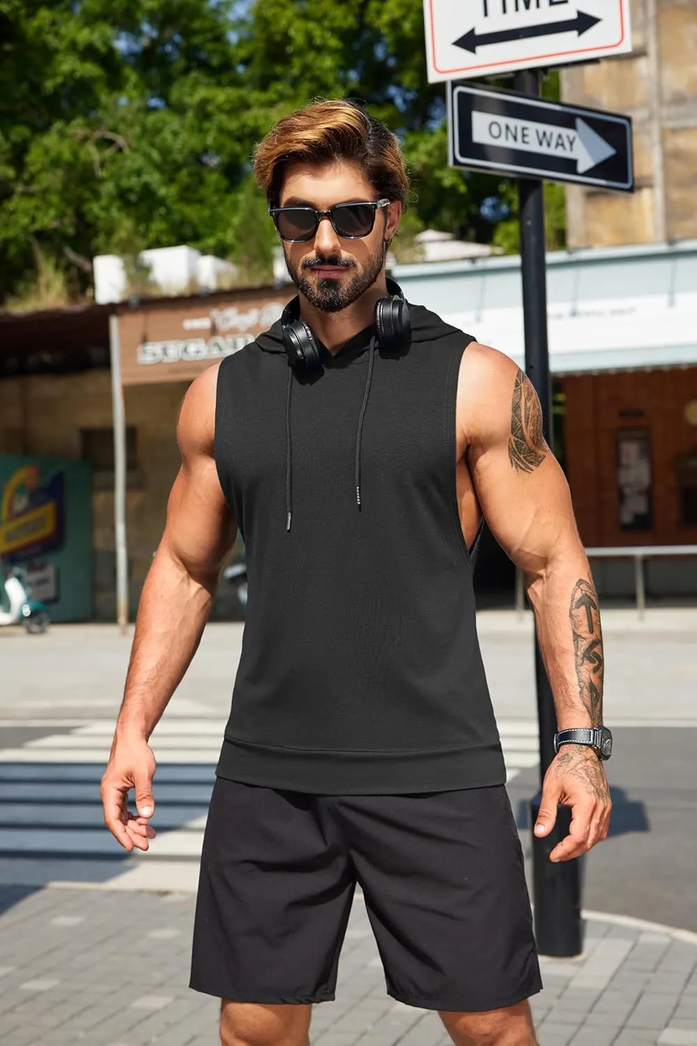 COOFANDY Sleeveless Hoodies for Men Workout Hooded Tank Tops Muscle Cut Off Shirts Bodybuilding Gym Shirt
