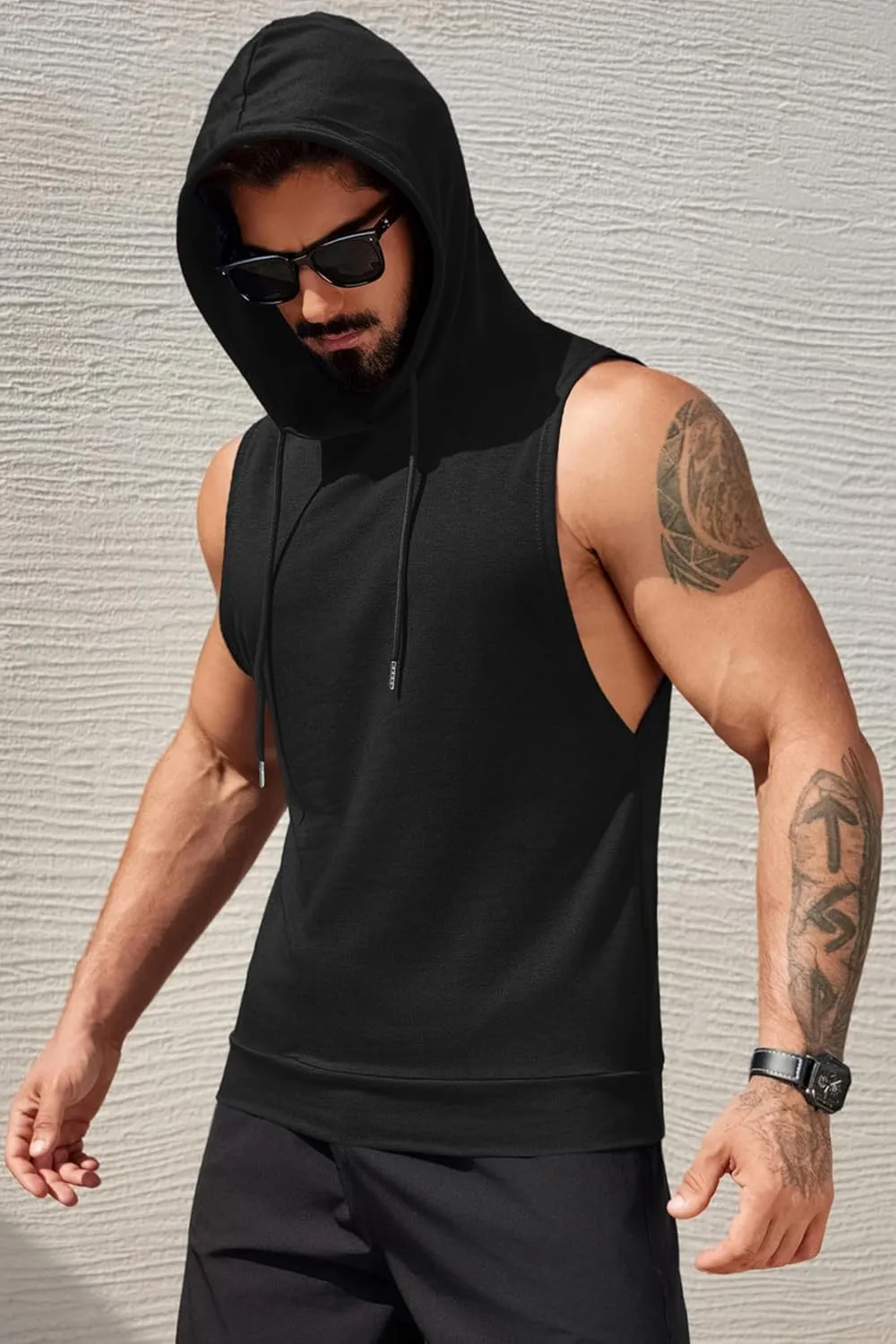 COOFANDY Sleeveless Hoodies for Men Workout Hooded Tank Tops Muscle Cut Off Shirts Bodybuilding Gym Shirt