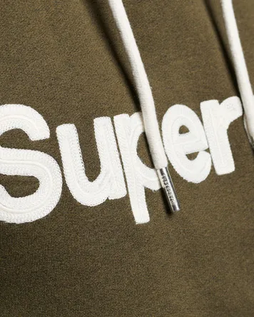 Core Logo Hoodie in Black Olive Grit