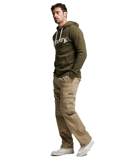 Core Logo Hoodie in Black Olive Grit