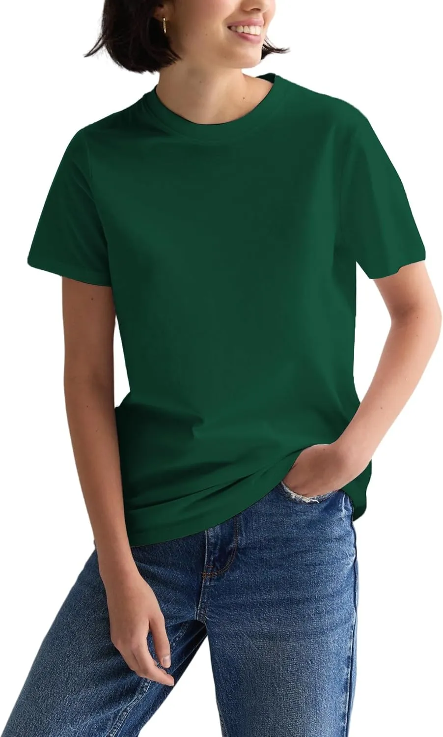 Cotton Basic T Shirts for Women,Crew Neck Short Sleeve Summer Shirts,Solid Loose Fit Tshirt, Plain Workout Tops, Undershirts
