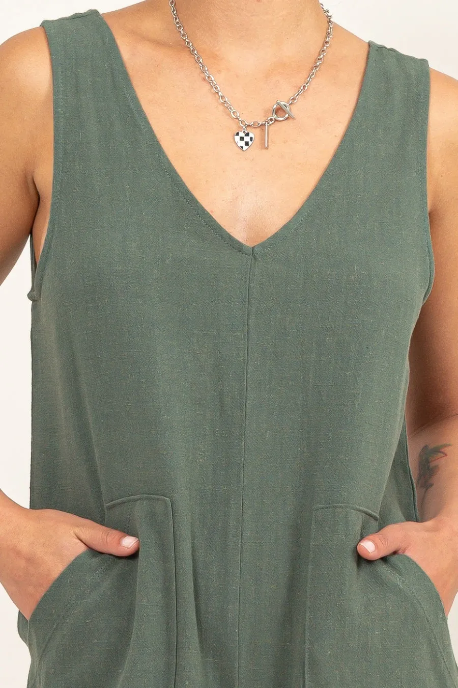 DZ24A891-Linen Sleeveless Romper