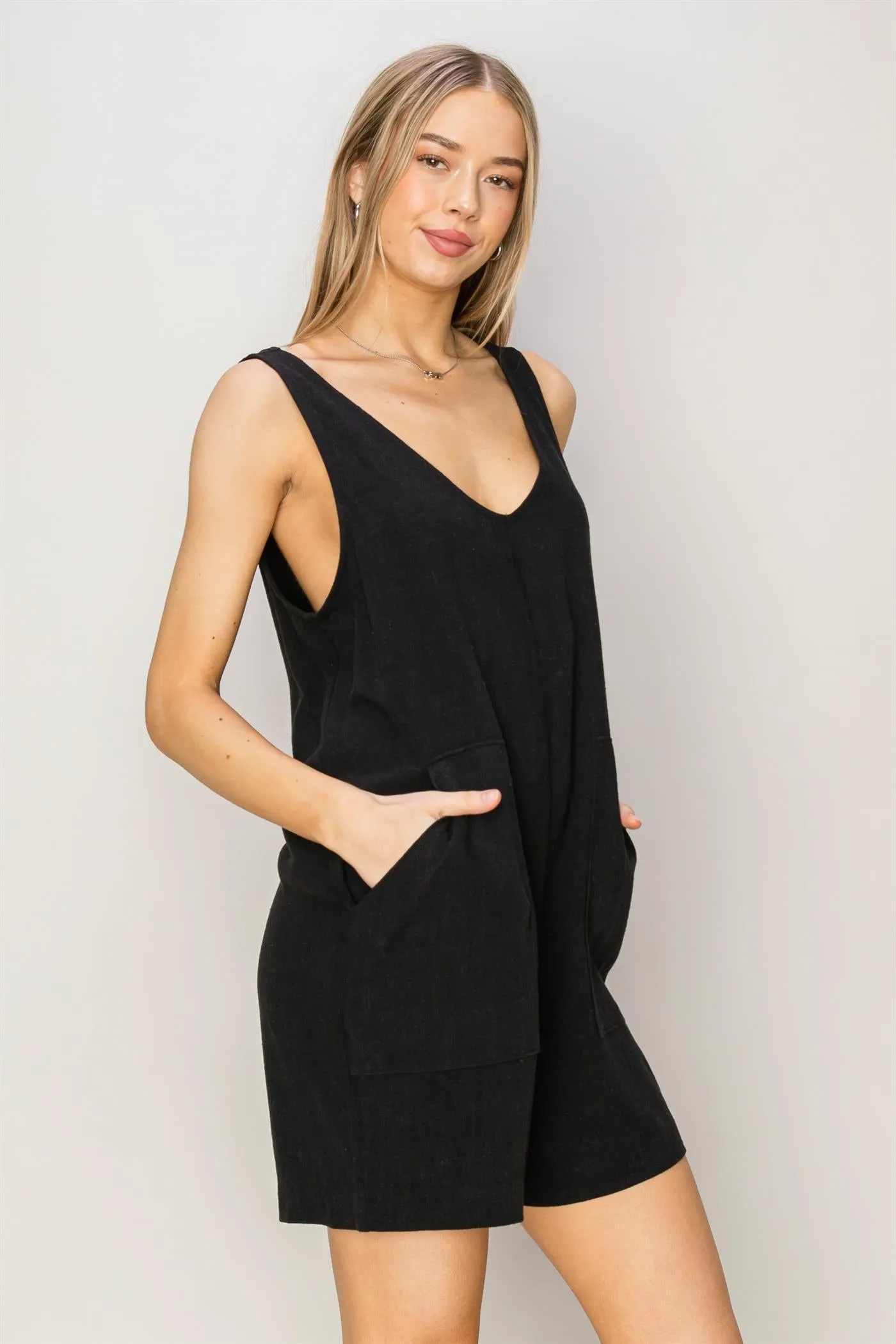 DZ24A891-Linen Sleeveless Romper