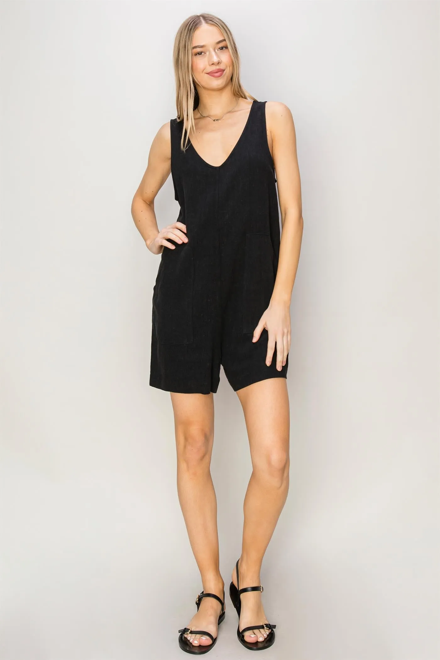 DZ24A891-Linen Sleeveless Romper