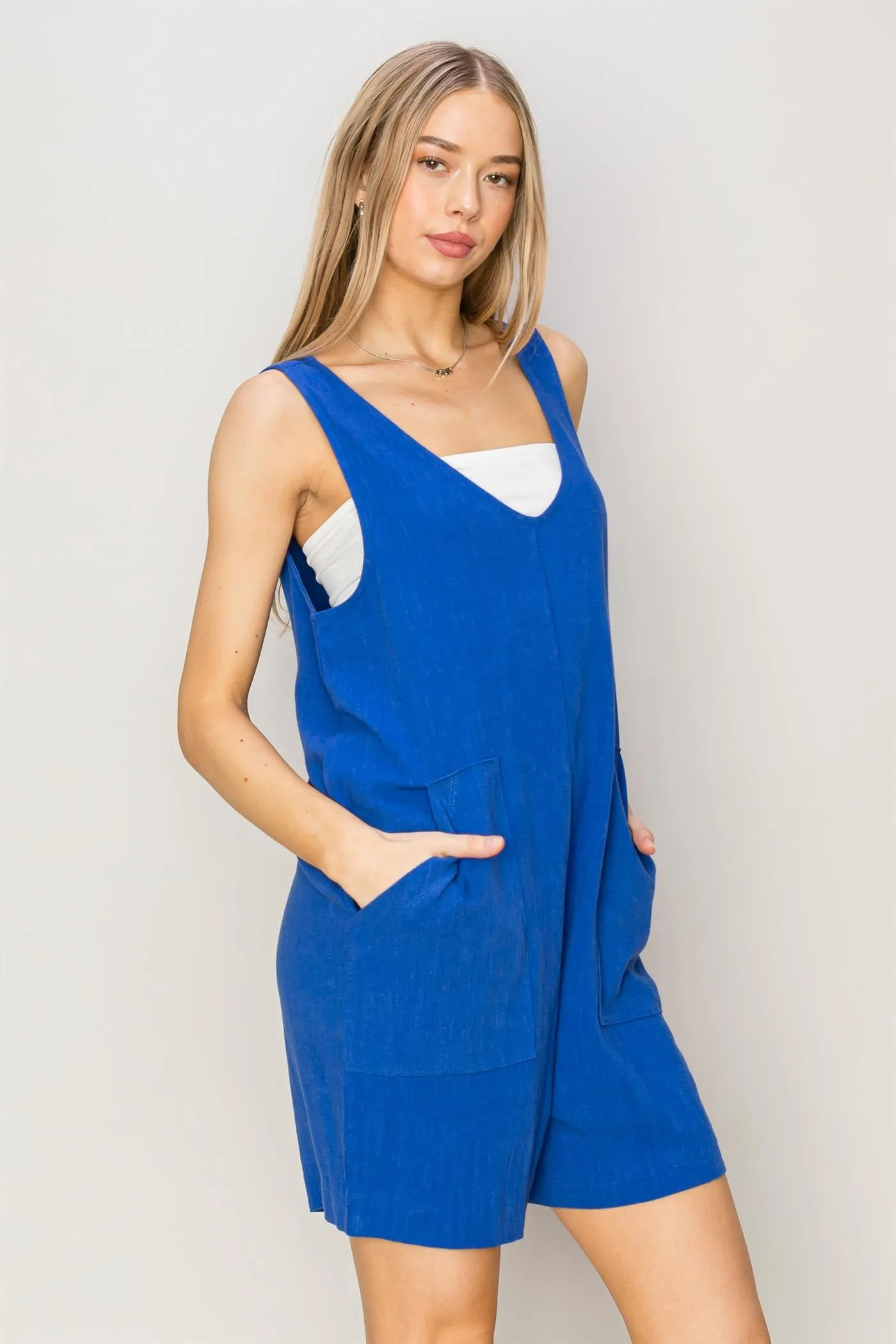 DZ24A891-Linen Sleeveless Romper