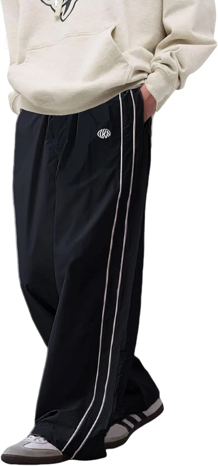 FCOOLYEET Men Track Pants Y2k Drawstring Lightweight Sweatpants Cool Parachute Pants Streetwear