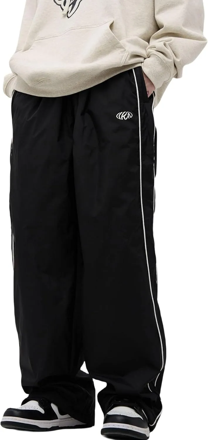 FCOOLYEET Men Track Pants Y2k Drawstring Lightweight Sweatpants Cool Parachute Pants Streetwear
