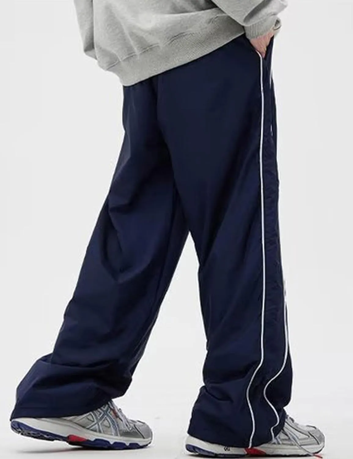 FCOOLYEET Men Track Pants Y2k Drawstring Lightweight Sweatpants Cool Parachute Pants Streetwear