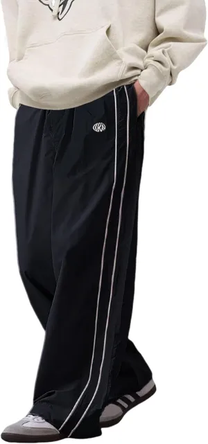 FCOOLYEET Men Track Pants Y2k Drawstring Lightweight Sweatpants Cool Parachute Pants Streetwear
