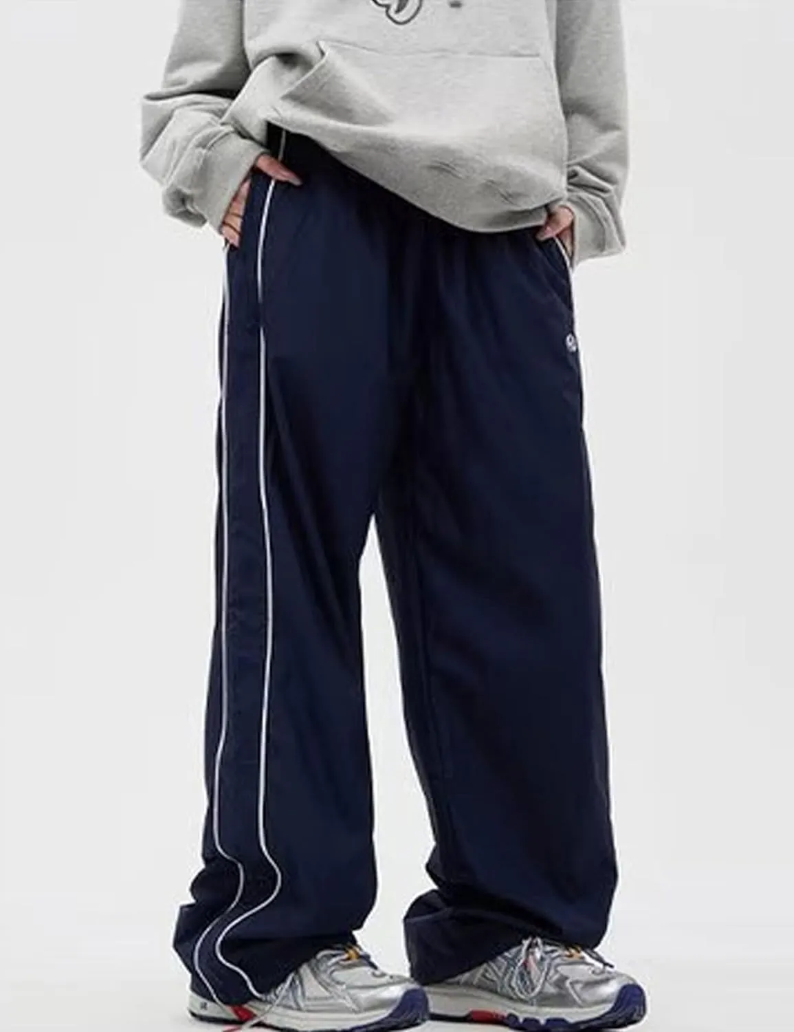 FCOOLYEET Men Track Pants Y2k Drawstring Lightweight Sweatpants Cool Parachute Pants Streetwear