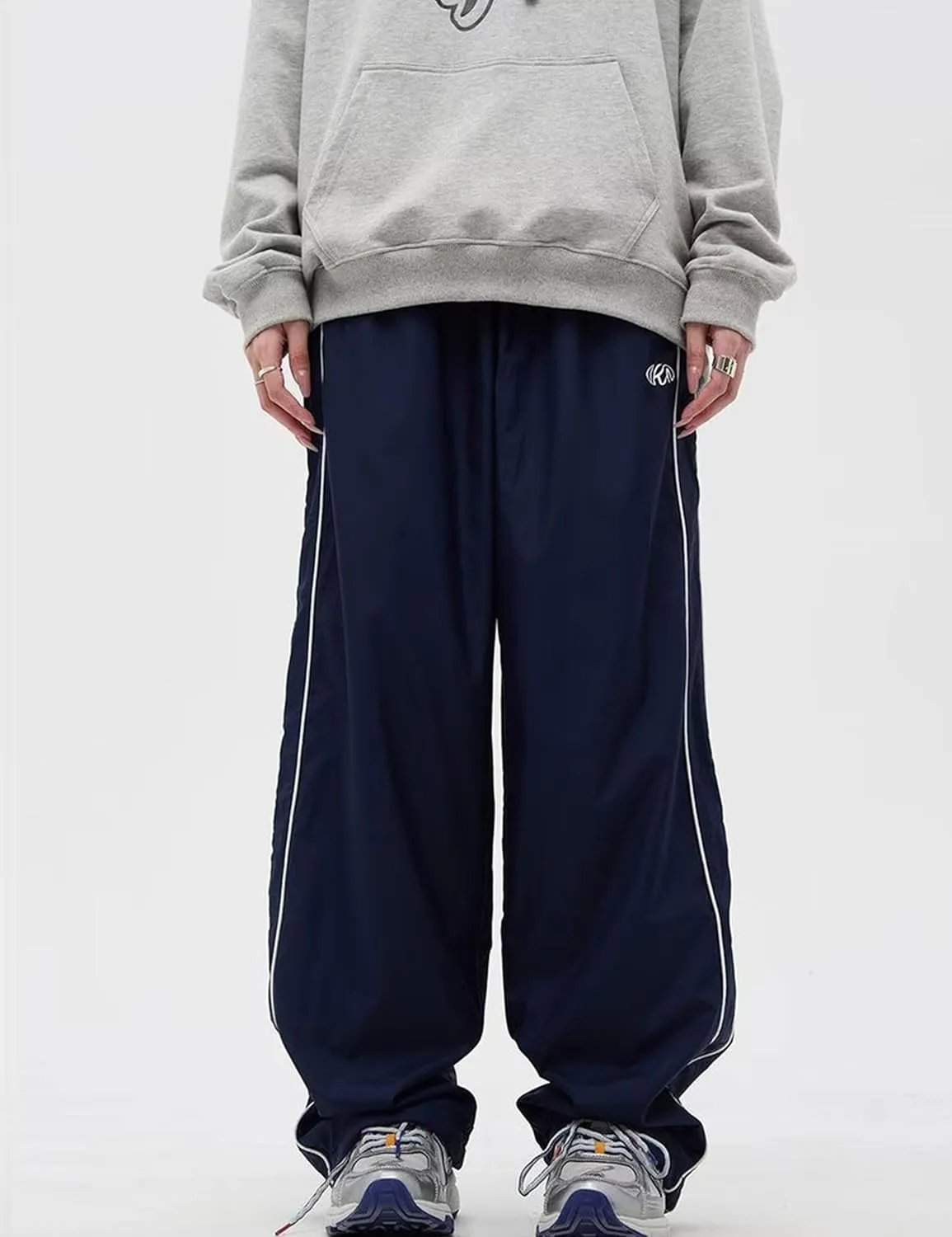 FCOOLYEET Men Track Pants Y2k Drawstring Lightweight Sweatpants Cool Parachute Pants Streetwear