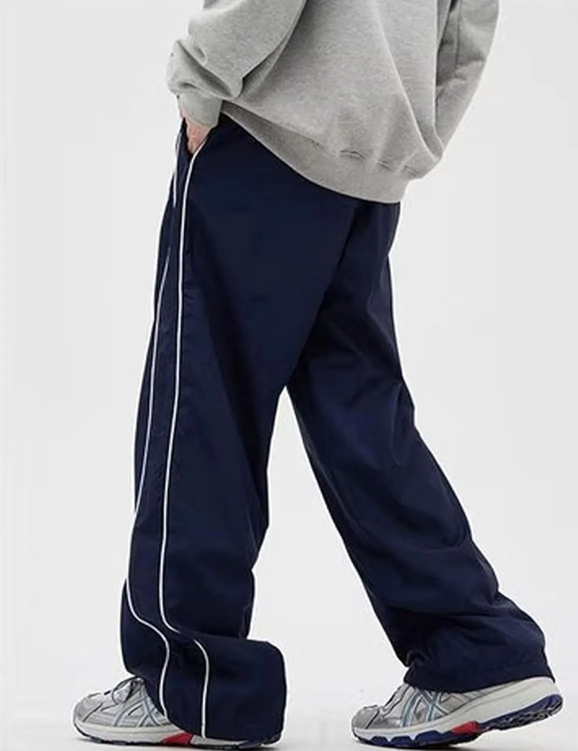 FCOOLYEET Men Track Pants Y2k Drawstring Lightweight Sweatpants Cool Parachute Pants Streetwear