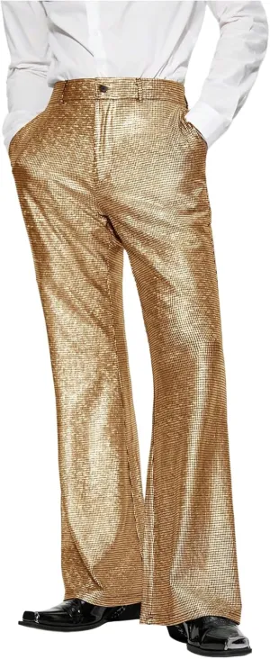 Floerns Men's Metallic Glitter Wide Leg Trousers Performance Shiny Disco Pants