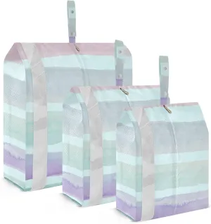 Garment Bag Closet Storage, Luggage Space Saver, Watercolor Stripes, Waterproof, 3 Set Travel Packing Cubes For Suitcases, Luggages Management Personnel