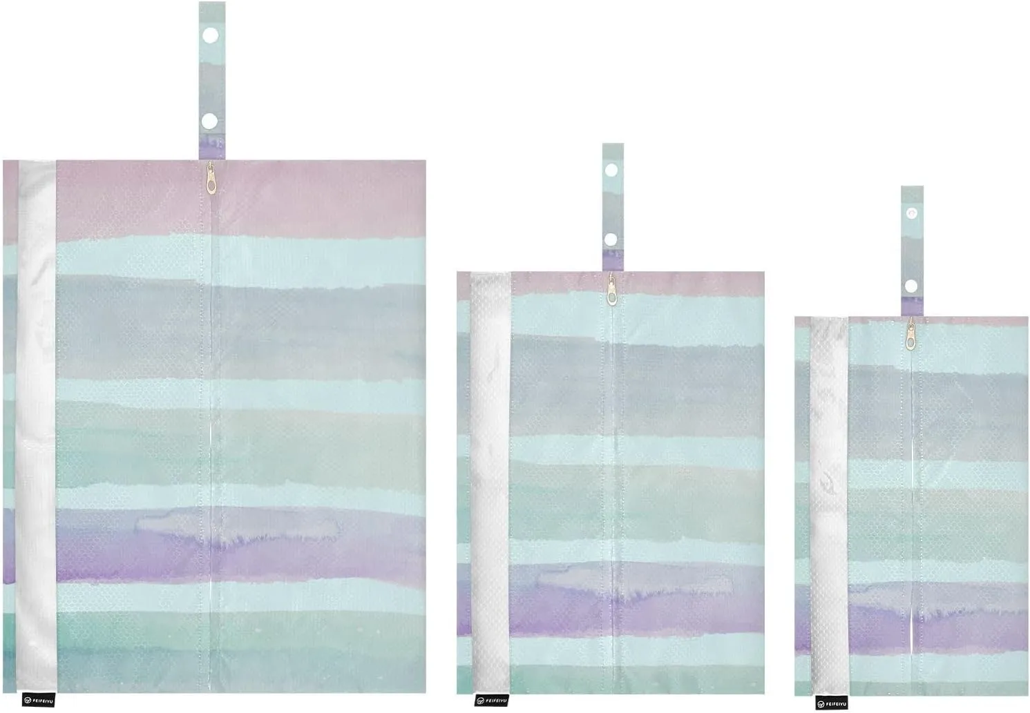 Garment Bag Closet Storage, Luggage Space Saver, Watercolor Stripes, Waterproof, 3 Set Travel Packing Cubes For Suitcases, Luggages Management Personnel