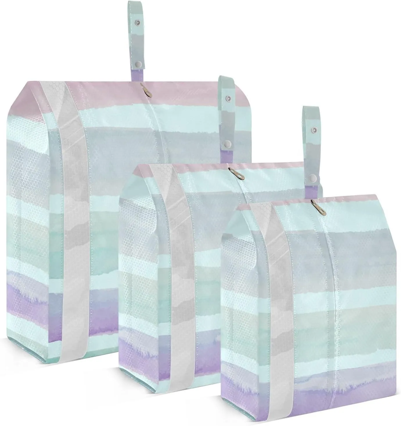 Garment Bag Closet Storage, Luggage Space Saver, Watercolor Stripes, Waterproof, 3 Set Travel Packing Cubes For Suitcases, Luggages Management Personnel