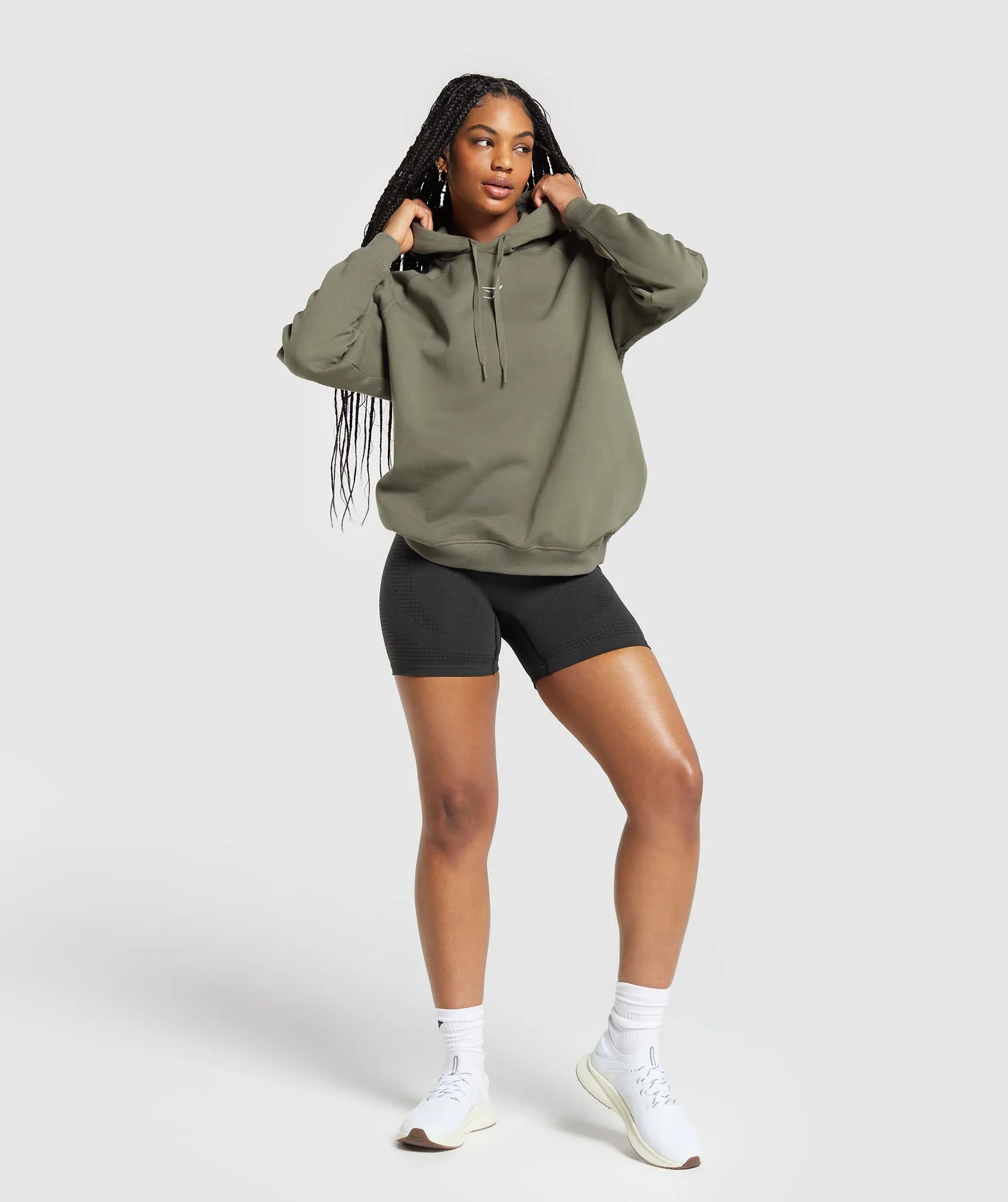 Gymshark Training Oversized Fleece Hoodie - Base Green