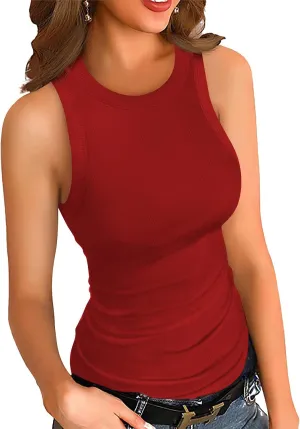 HWOKEFEIYU Womens Tank Tops Summer Sleeveless Racerback Casual Basic Ribbed Shirts