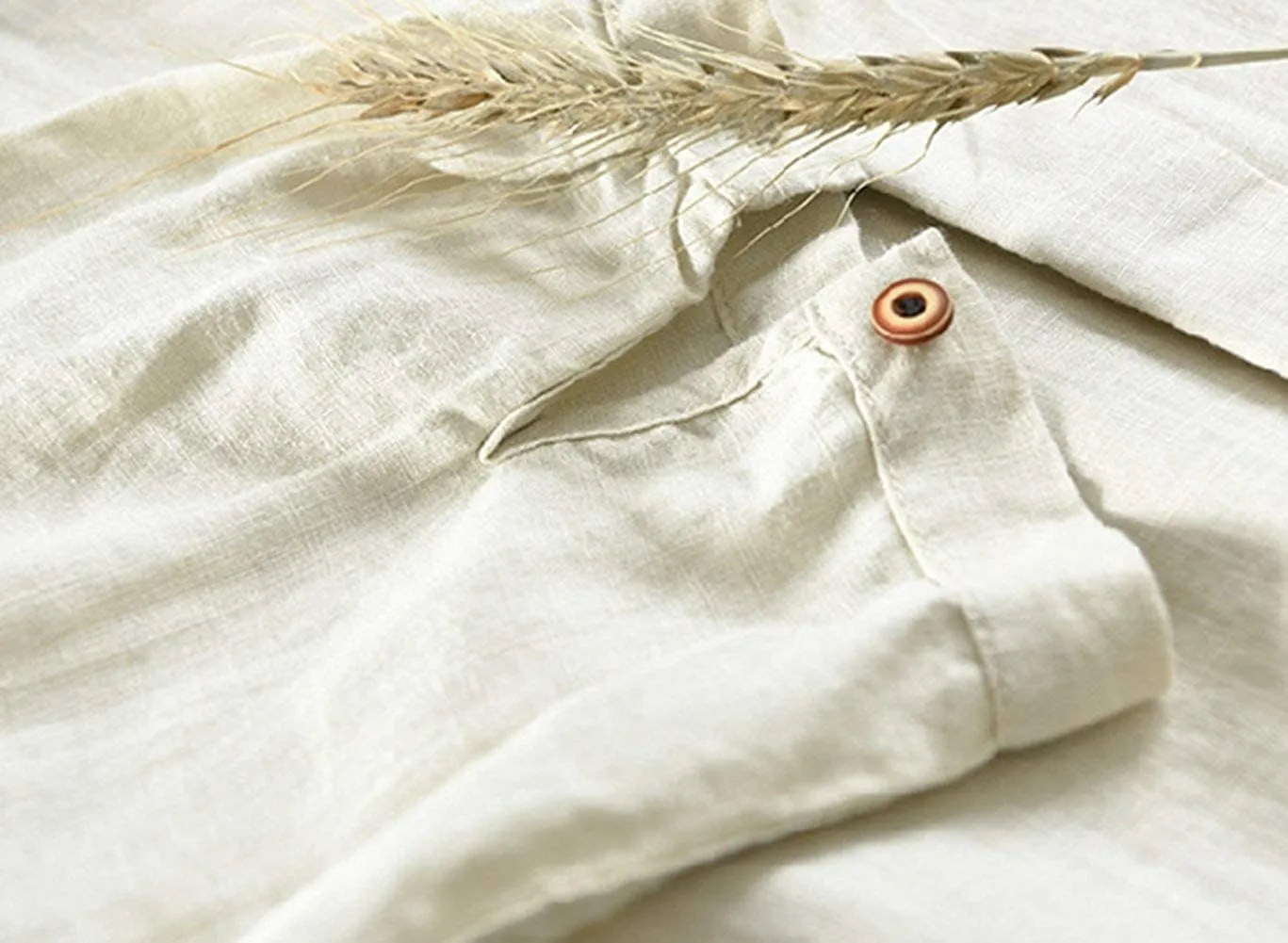 Icegrey Summer Linen Shirts Men Short Sleeve V-Neck T Shirt