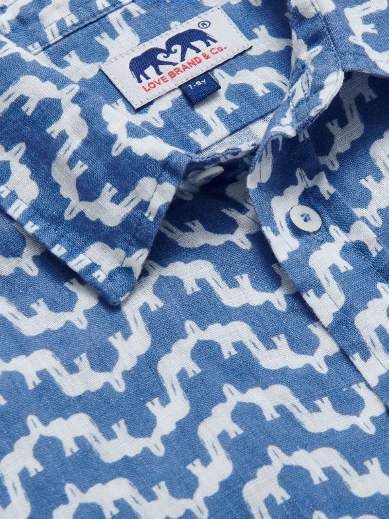 Kids Elephant Palace Blue Abaco Linen Shirt