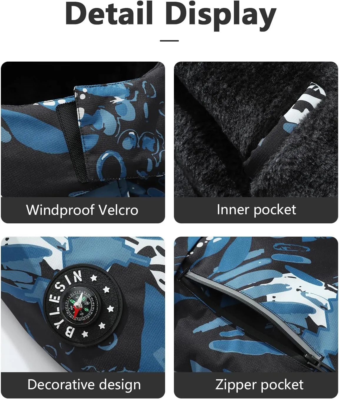 Kid's Waterproof Ski Jacket Warm Winter Coat Boys Snowboarding Jackets Outdoor