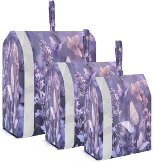 Kigai 3 Pack Lavender Travel Toiletry Bag Travel Accessories Carry On Packing Organizer Portable Transparent Window Cosmetic Pouch with Carrying Lanyard, Large