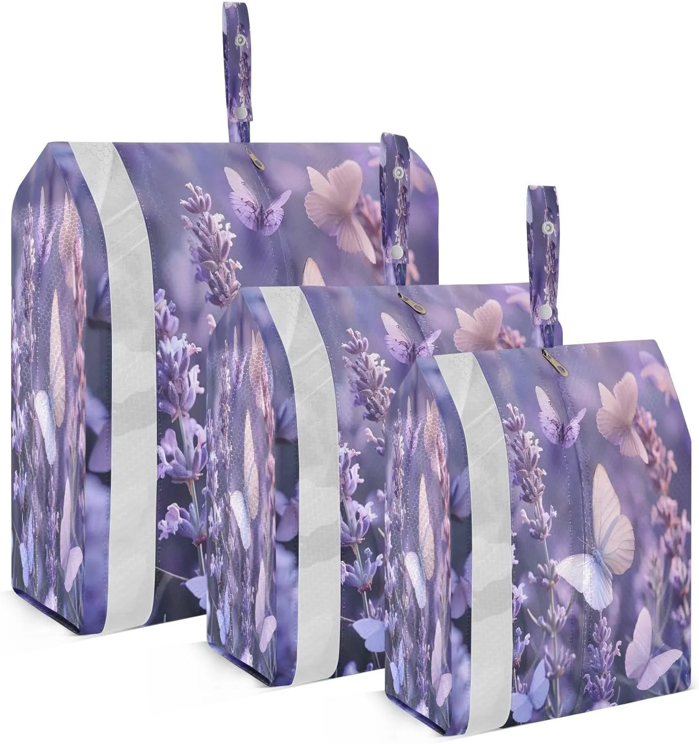 Kigai 3 Pack Lavender Travel Toiletry Bag Travel Accessories Carry On Packing Organizer Portable Transparent Window Cosmetic Pouch with Carrying Lanyard, Large