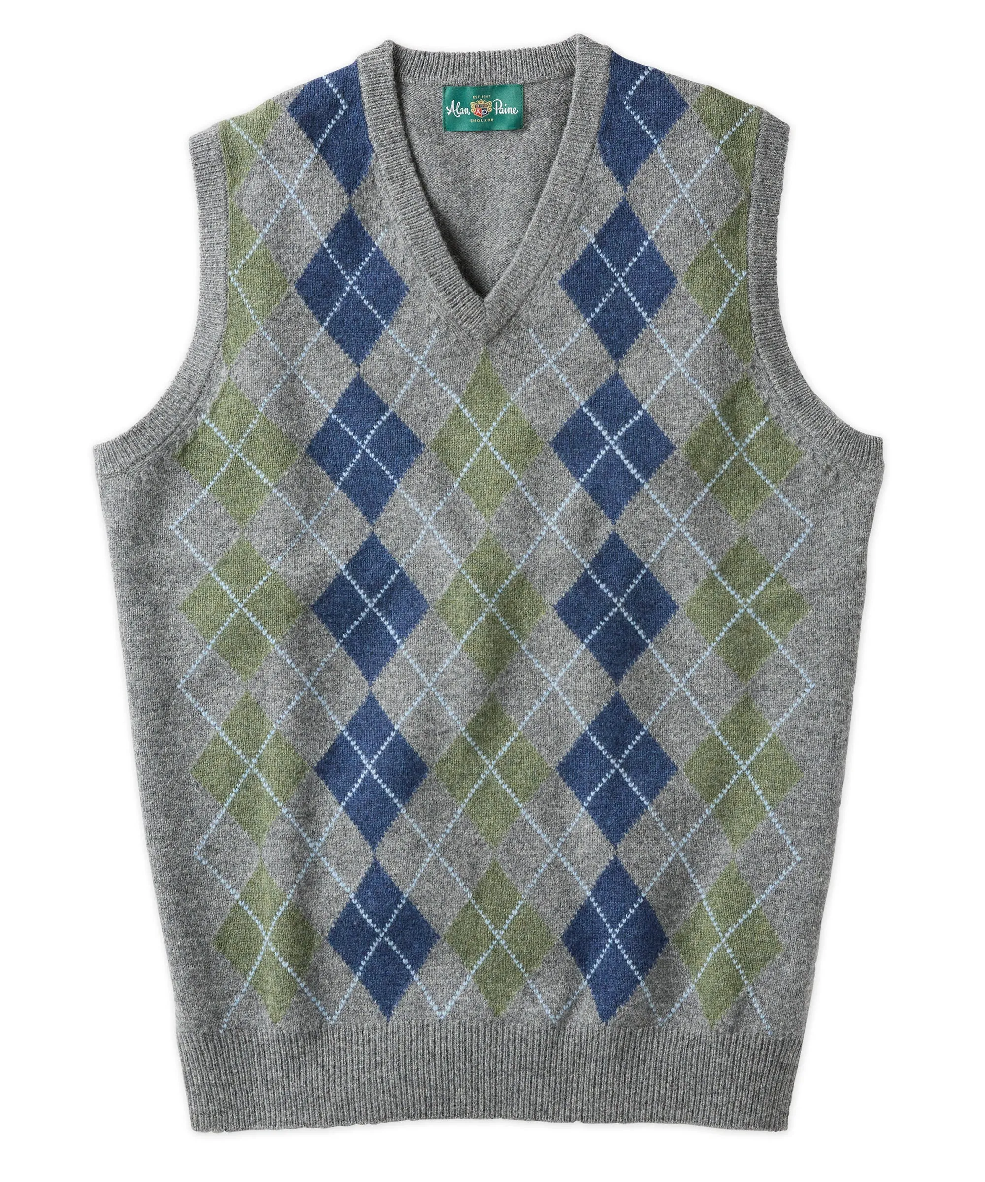 Lambswool V-Neck Argyle Vest