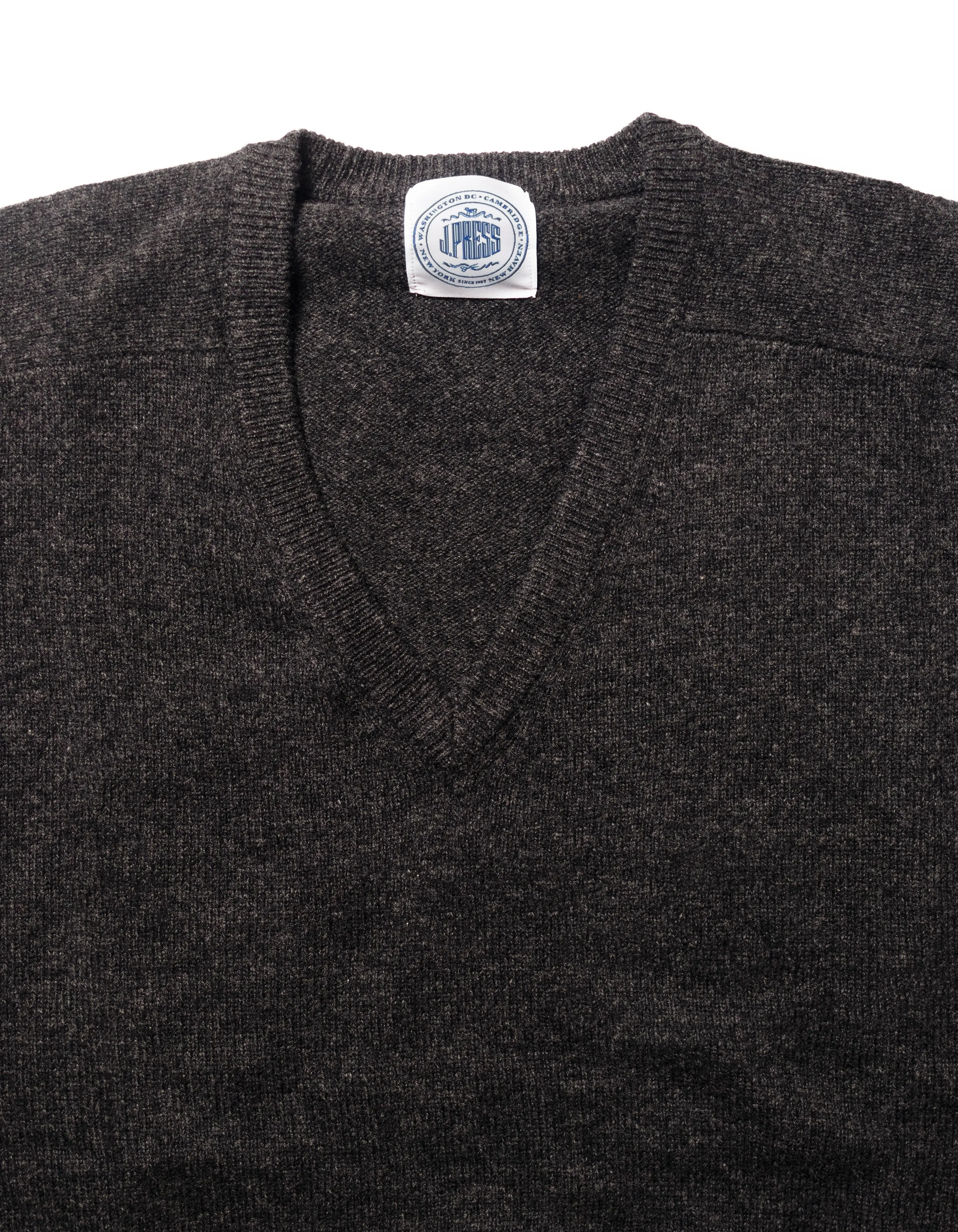 LAMBSWOOL V NECK SWEATER - CHARCOAL