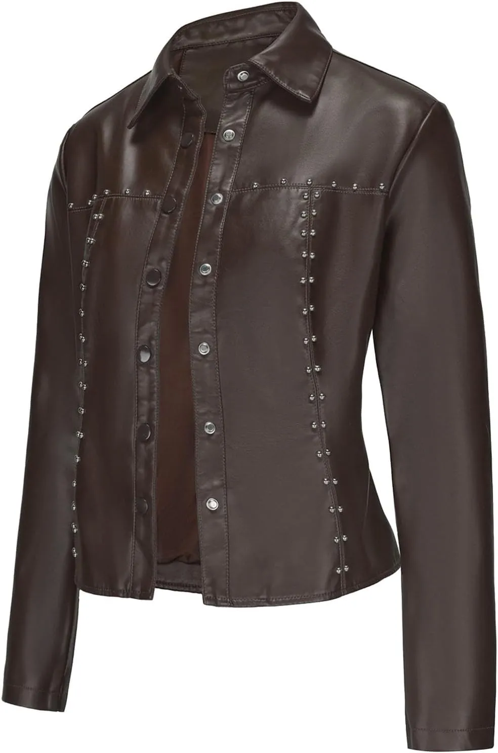Leather Clothes Fashion Thin Coat Shirts for Girls Women's Leather Jacket Cardigan Button