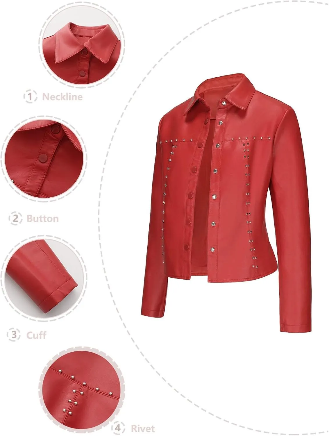 Leather Clothes Fashion Thin Coat Shirts for Girls Women's Leather Jacket Cardigan Button